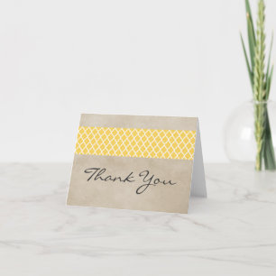 Yellow Rustic Quatrefoil Thank You Card