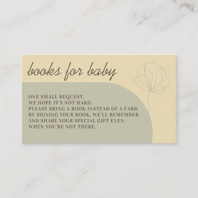 Yellow Sage Botanical Simple Boho Books Enclosure Card (Front)