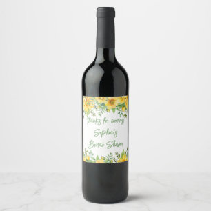 Yellow Sage Green Flowers Floral Shower Favors Wine Label