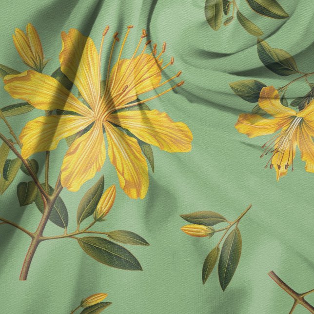 Yellow Saint John Wort Flowers Pattern Fabric (Creator Uploaded)