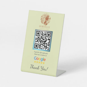 Yellow Salon Google Review Counter Stand Template Pedestal Sign