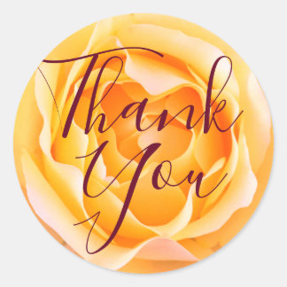 Yellow Sangria Rose Photo Wedding Thank You Classic Round Sticker
