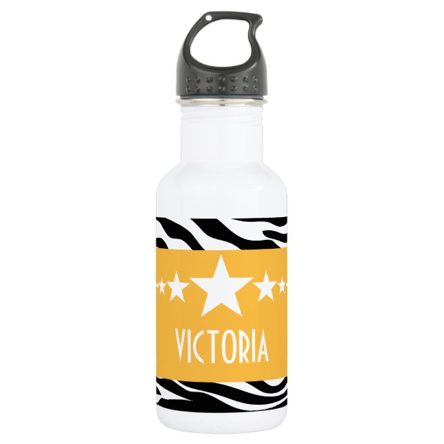 Yellow Sassy Star Zebra 532 Ml Water Bottle (Front)