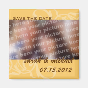 Yellow save the date wedding announcement photo magnet