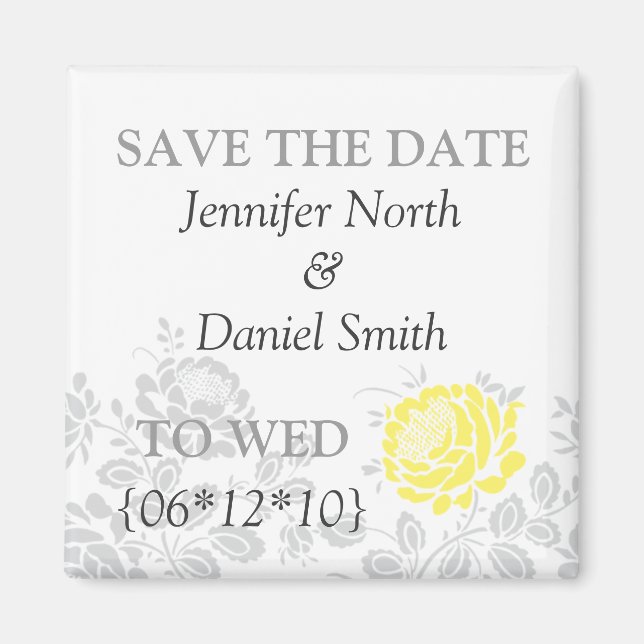 Yellow Save The Dates Magnet (Front)