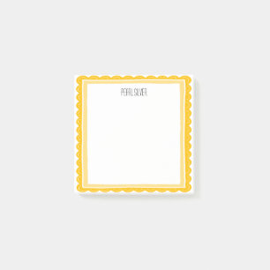 Yellow Scallop CUSTOM Chic Monogram Personalised Post-it Notes
