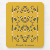 Yellow Scandinavian Folk Flower Personalised