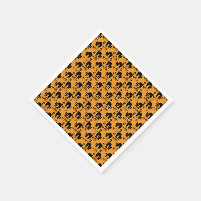 Yellow scared cat pattern napkin (Corner)