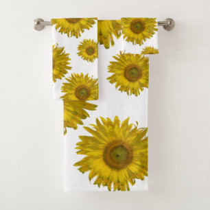 Yellow Scattered Sunflowers Bath Towel Set