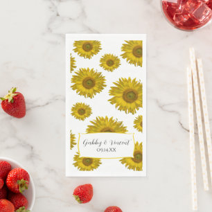 Yellow Scattered Sunflowers Wedding Napkin