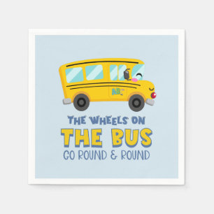 Yellow School Bus 1st Birthday Napkin