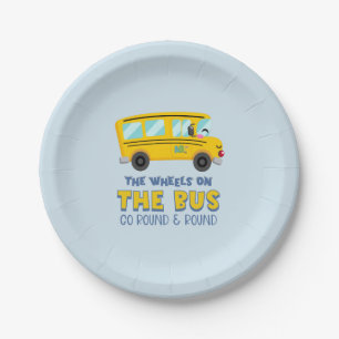 Yellow School Bus 1st Birthday Paper Plate
