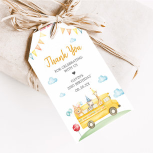 Yellow School Bus Birthday Party Gift Tags