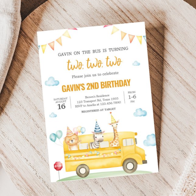 Yellow School Bus Birthday Party Invitation (School Bus Birthday Party Invitation)