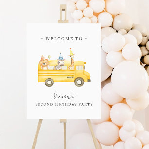 Yellow School Bus Birthday Welcome Poster