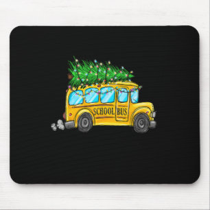 Yellow School Bus Christmas Light Tree Driver Paja Mouse Pad