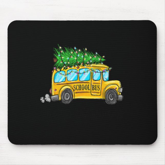Yellow School Bus Christmas Light Tree Driver Paja Mouse Pad (Front)
