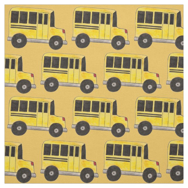 Yellow School Bus Driver Buses Education Teacher Fabric (Swatch)