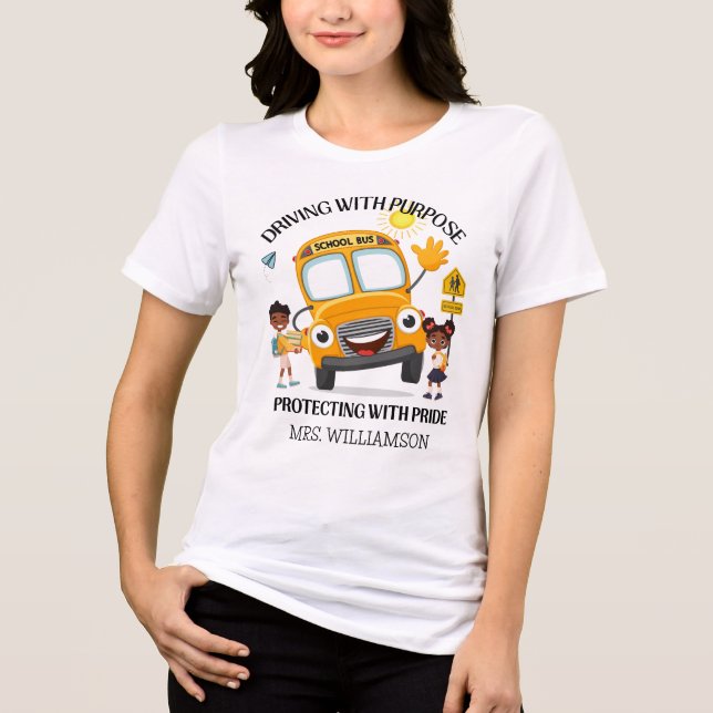 Yellow School Bus Driver Tri-Blend Shirt (Front)