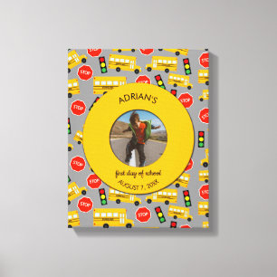 Yellow School Bus First Day of School Custom Photo Canvas Print
