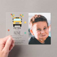 Yellow School Bus Kids Birthday Party Custom Photo