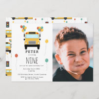 Yellow School Bus Kids Birthday Party Custom Photo
