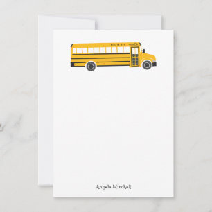 Yellow School Bus Personal Stationery Flat Cards