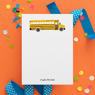 Yellow School Bus Personal Stationery Flat Cards