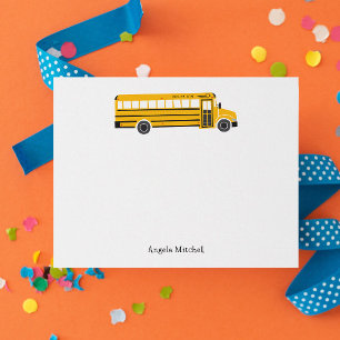 Yellow School Bus Personal Stationery Invitation