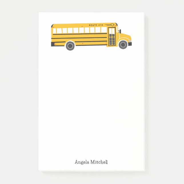 Yellow School Bus Personal Stationery Post-it Notes (Front)