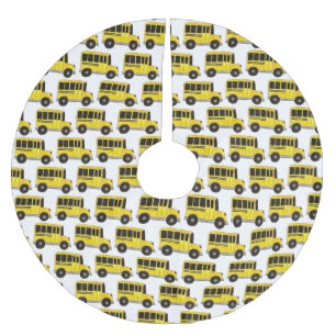 Yellow School Bus Print Bus Driver Teacher Brushed Polyester Tree Skirt