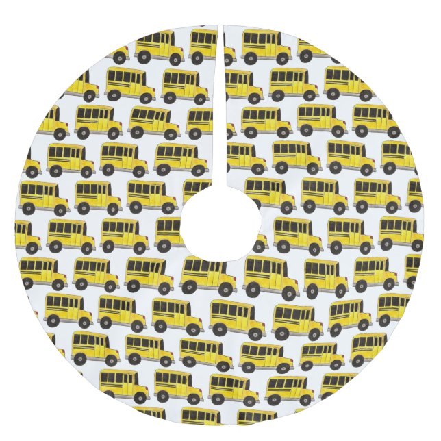 Yellow School Bus Print Bus Driver Teacher Brushed Polyester Tree Skirt (Front)