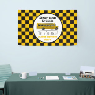 Yellow School Bus Stop Sign Boys Birthday