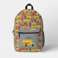 Yellow School Bus Stop Sign Traffic Lights Custom