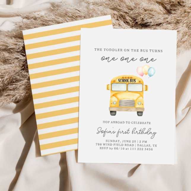 Yellow School Bus Toddler Birthday Invitation (Creator Uploaded)