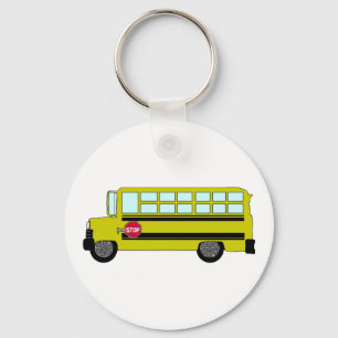 Yellow School Bus with Stop Sign Key Ring