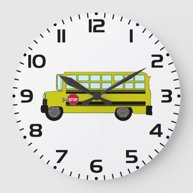 Yellow School Bus with Stop Sign Large Clock (Front)