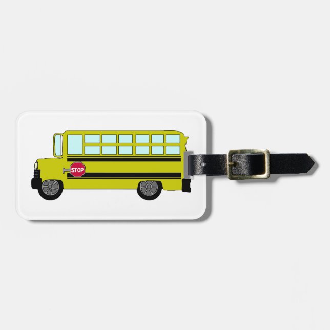 Yellow School Bus with Stop Sign Luggage Tag (Front Horizontal)