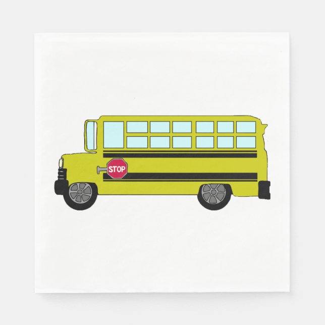 Yellow School Bus with Stop Sign Napkin (Front)