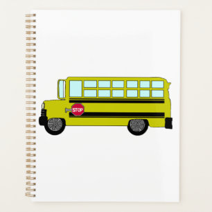Yellow School Bus with Stop Sign Planner