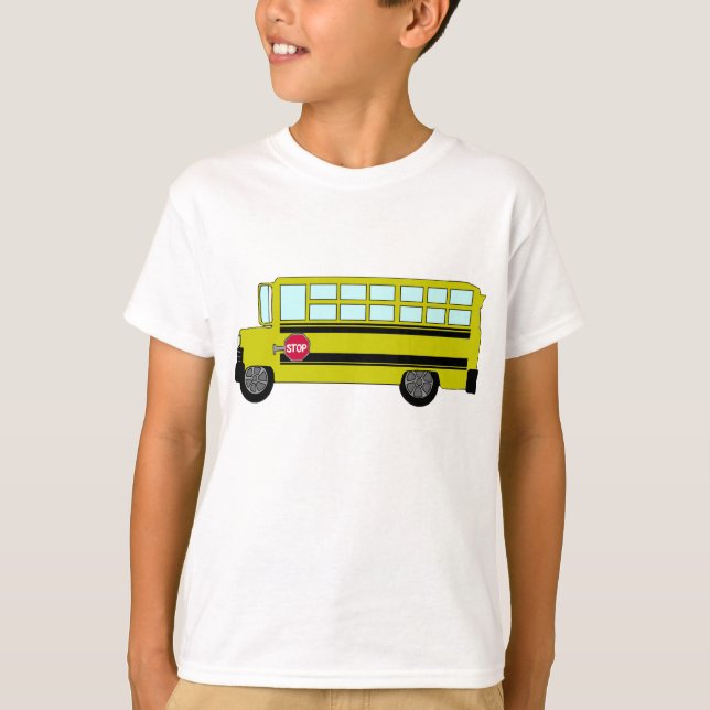 Yellow School Bus with Stop Sign T-Shirt (Front)