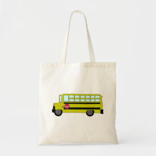 Yellow School Bus with Stop Sign Tote Bag
