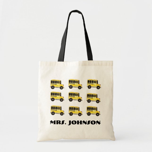 Yellow School Buses Bus Driver Teacher Gift Tote Bag (Front)