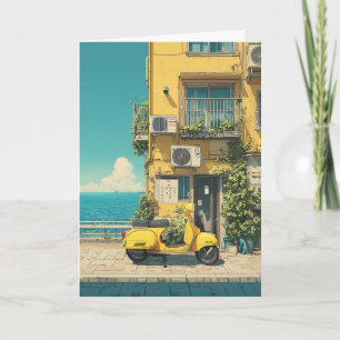 Yellow Scooter by Seaside Card