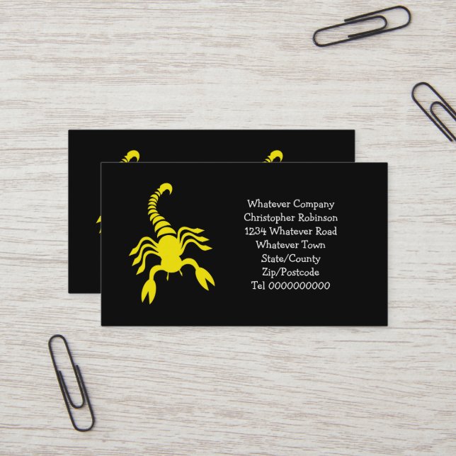 Yellow Scorpion Business Card (Front/Back In Situ)