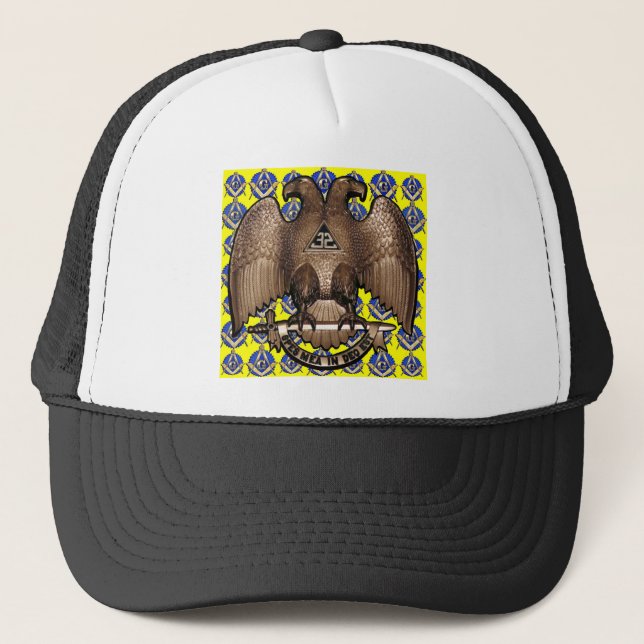 Yellow Scottish Rite Square & Compass Trucker Hat (Front)