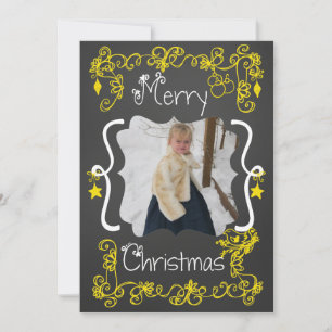 Yellow Scrolls Customised Photo Holiday Card