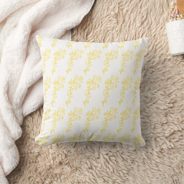 Yellow Scrollwork Design Cushion (Blanket)