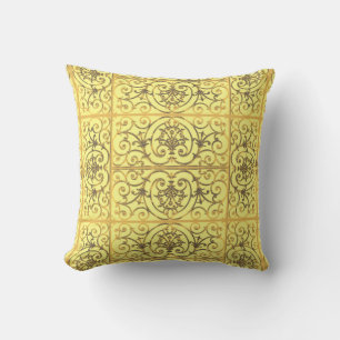 Yellow scrollwork pattern cushion