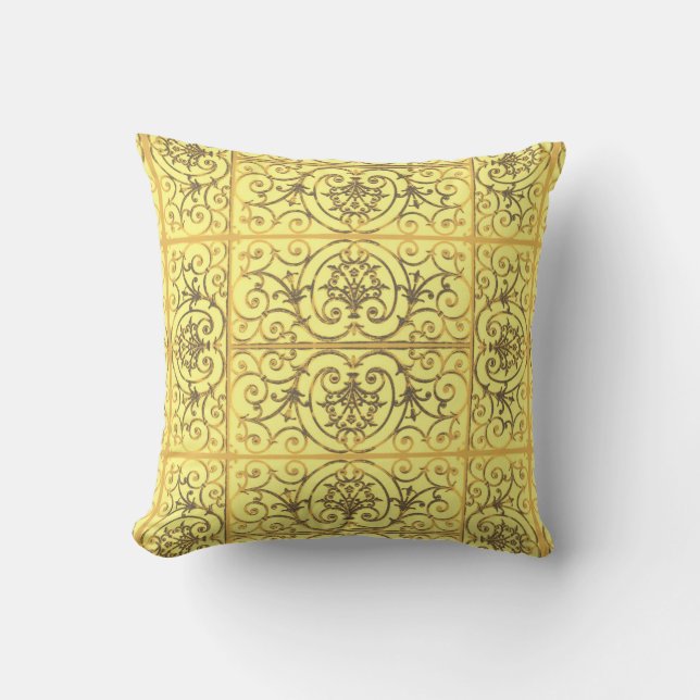 Yellow scrollwork pattern cushion (Front)